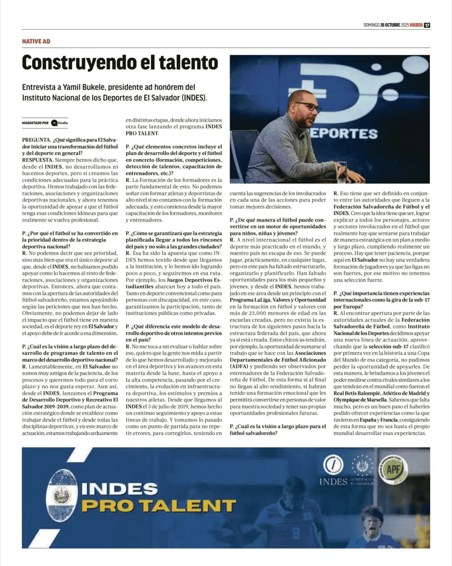 Noticia de periódico sobre INDES El Salvador